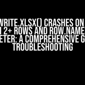 xlsx::write.xlsx() Crashes on Tibble with 2+ Rows and row.names = F Parameter: A Comprehensive Guide to Troubleshooting